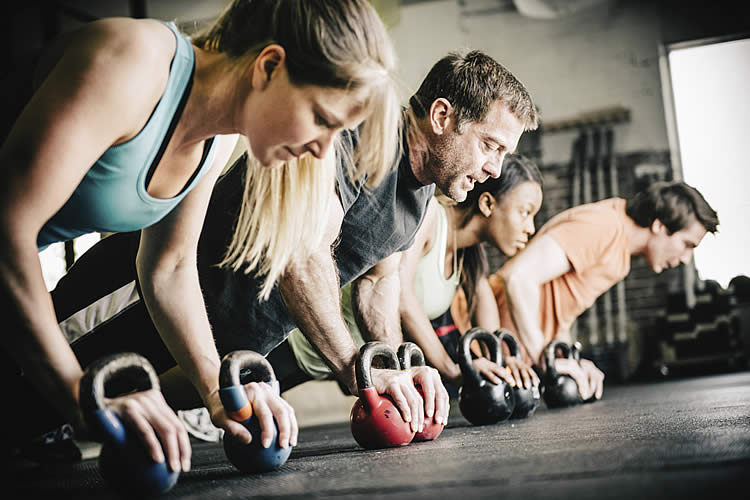 Group kettlebell conditioning class